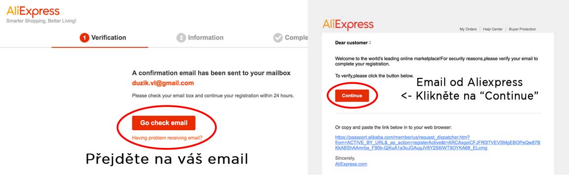 registrace na aliexpress