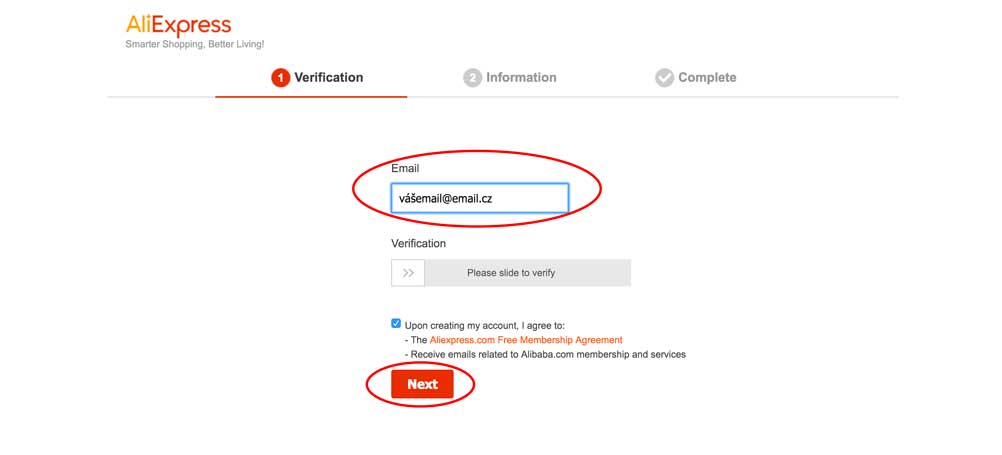 registrace na aliexpress