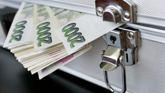 Czech money - banknotes in a case